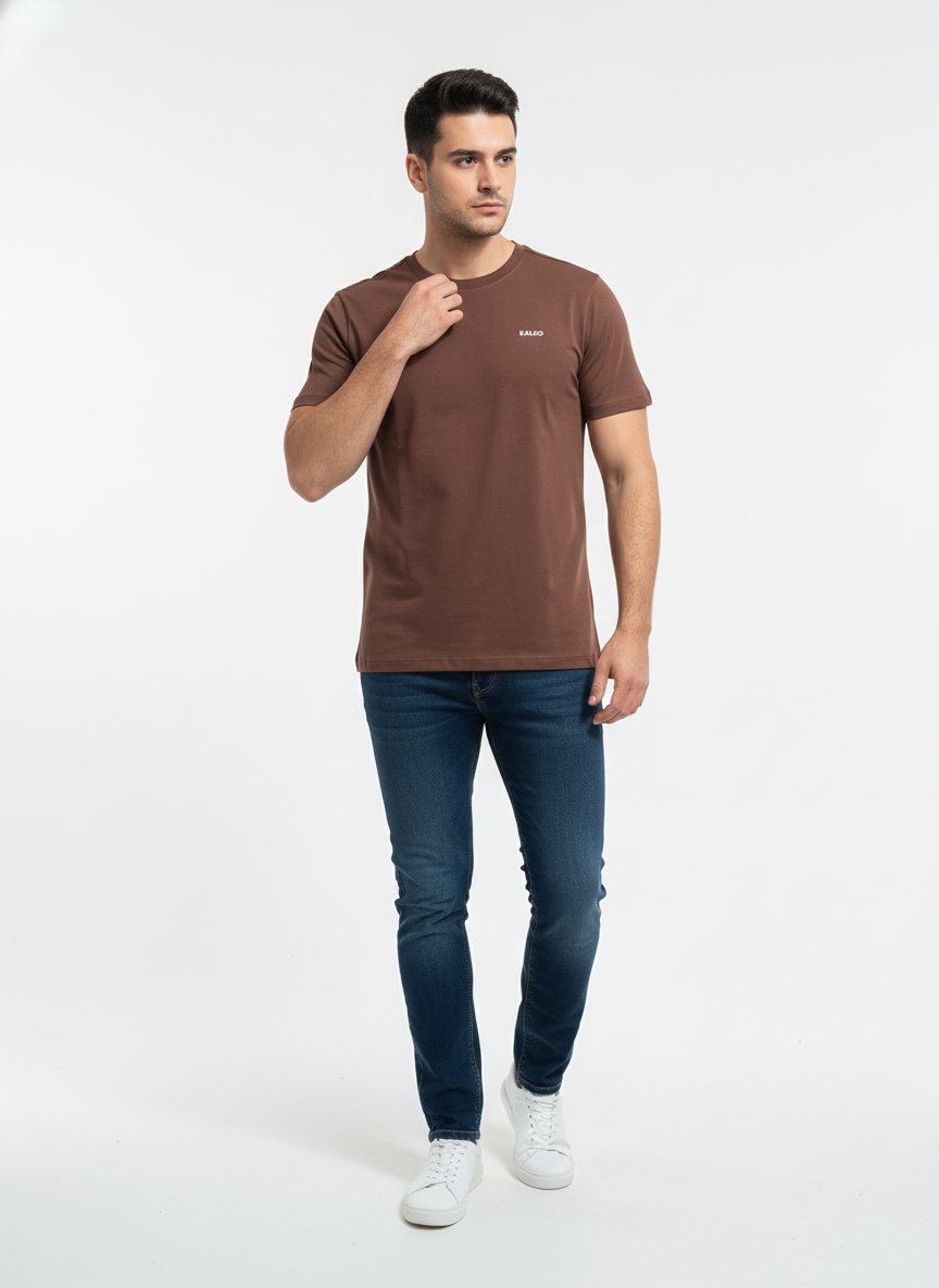 EARTH BROWN 100% SUPIMA COTTON TEE