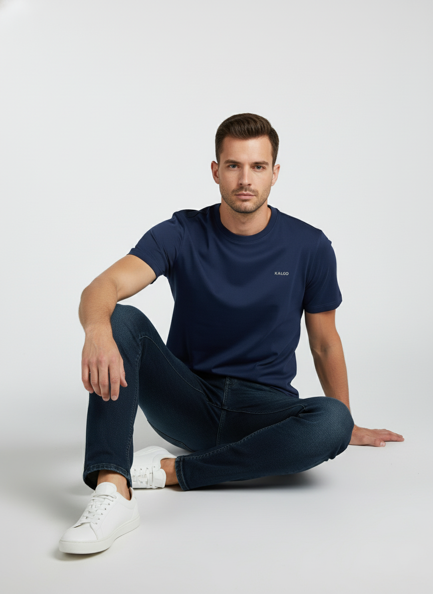 MIDNIGHT NAVY 100% SUPIMA COTTON TEE