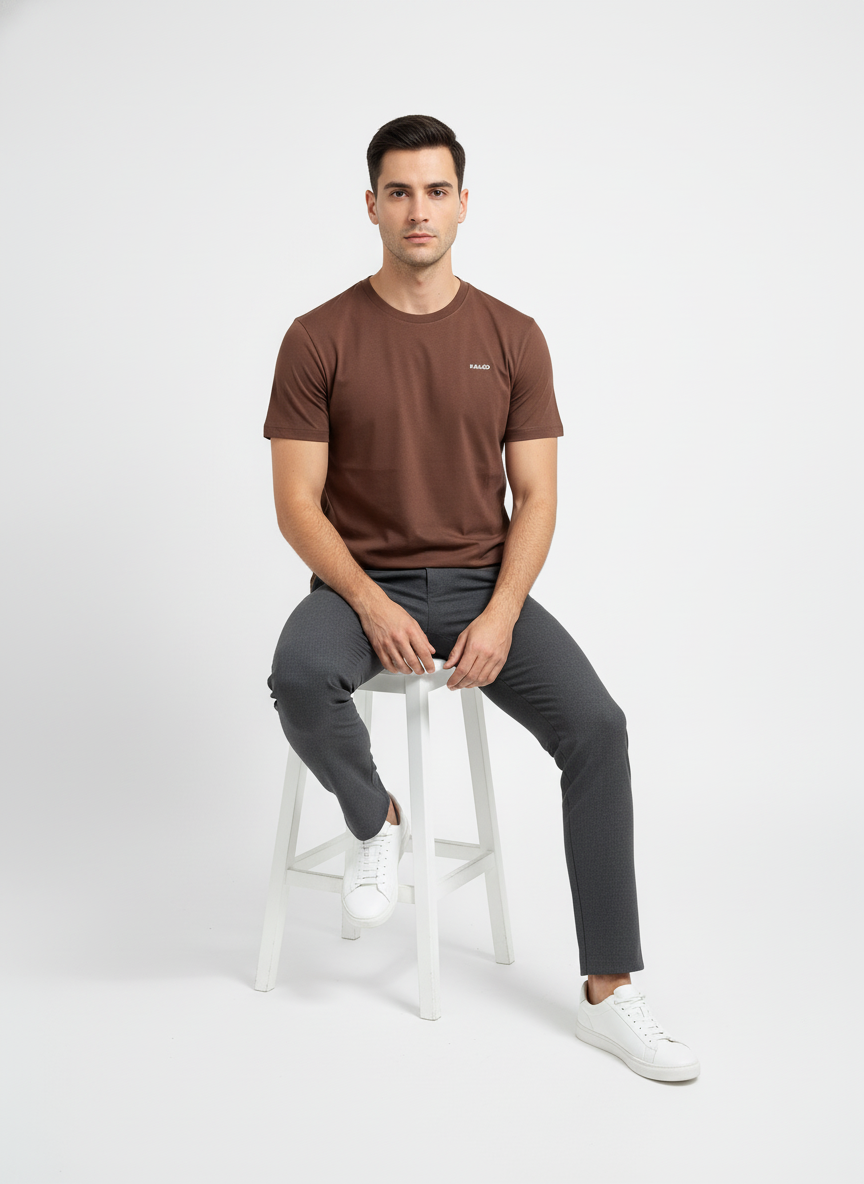 EARTH BROWN 100% SUPIMA COTTON TEE